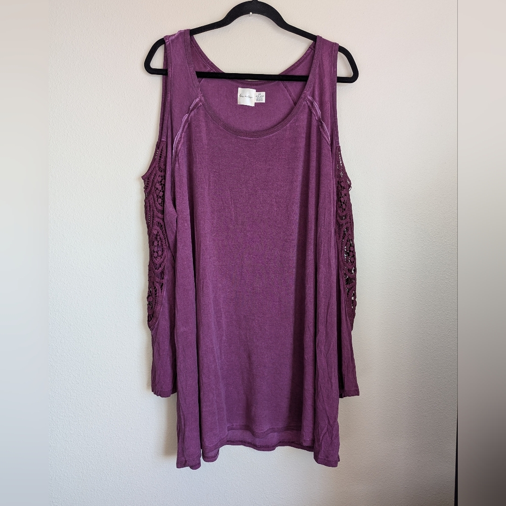 NWOT Love Fire Purple Top Size 1X - Picture 1 of 5